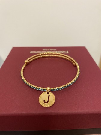 Rebecca Paraiba Gold J Bangle with Blue CZ